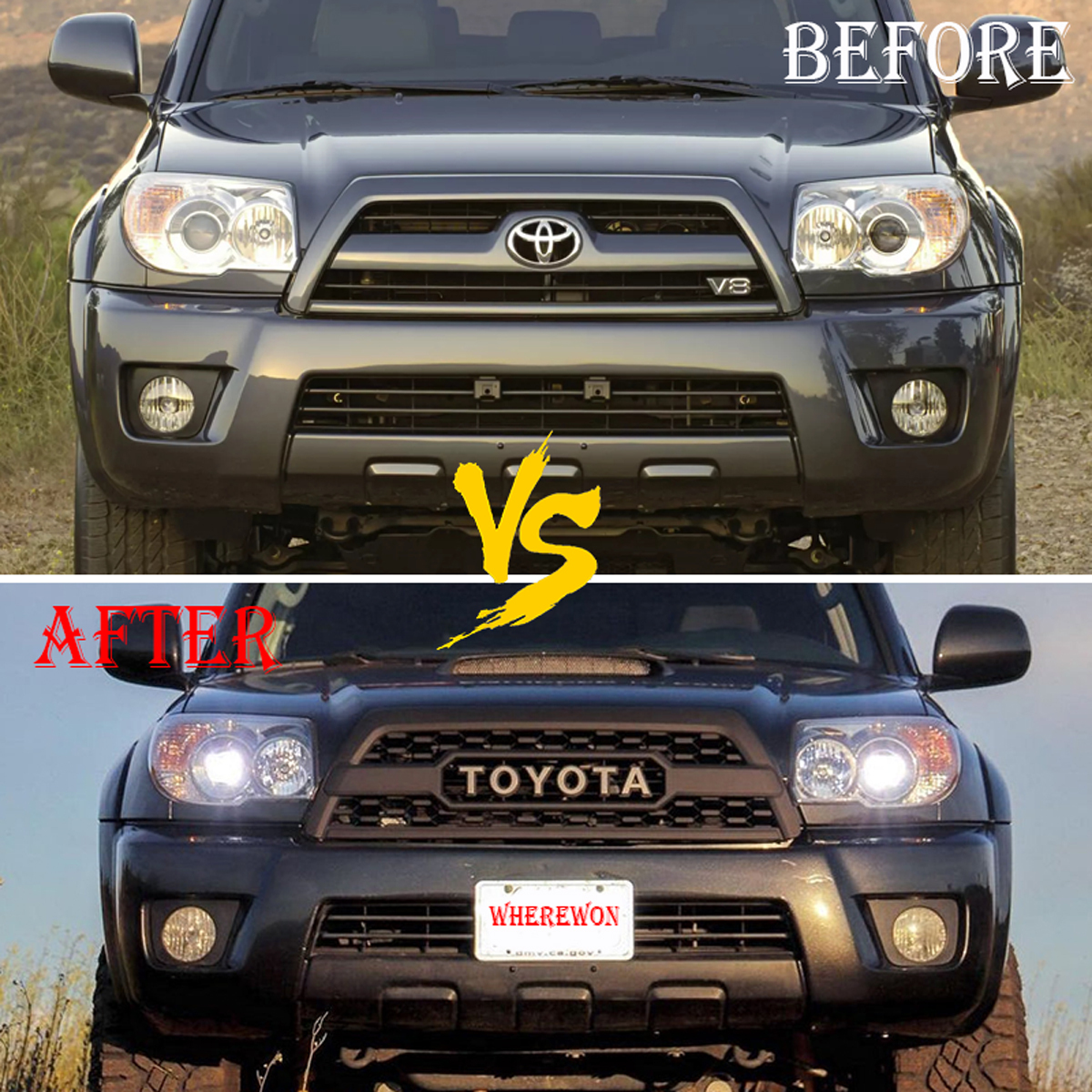 For Toyota 4Runner 2006-2009 Trd Pro Style Grill Front Grille W/ Led Light Matte Black
