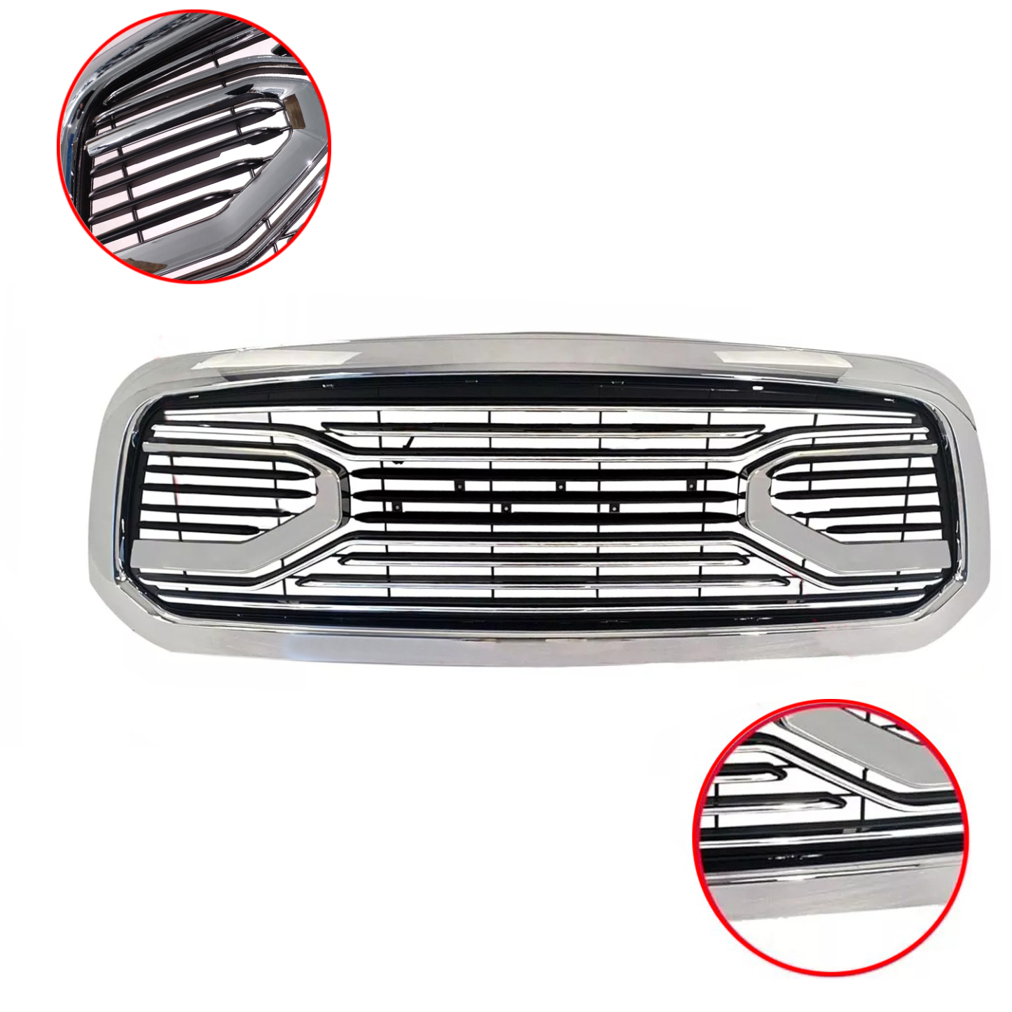 Chrome Front Grille For 2013-2018 Dodge Ram 1500 Big Horn Style Grill with Letter