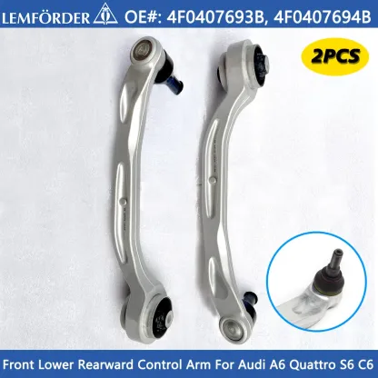 2X Front Driver Rearward Lower Control Arm for 2006-2011 Audi A6 S6 Quattro C6