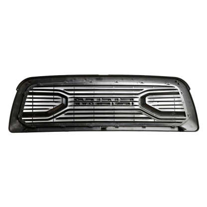 For 2009-2012 Dodge Ram 1500 Front Grille Big Horn Style Grill Matte Black with Letter &Light