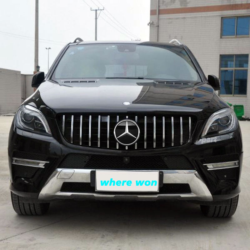 GT Style Front Grille Chrome Black For Mercedes Benz W166 2012-2015 ML350 ML400 ML550 AMG