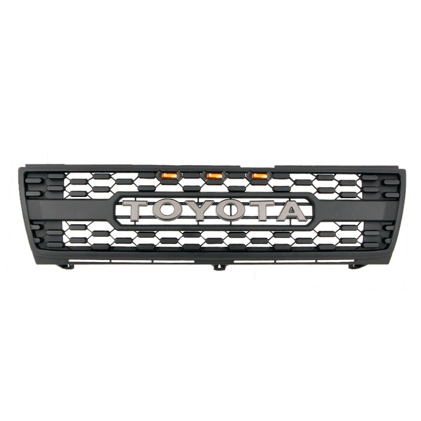 Front Grille For Tacoma 1997-2000 Grill Bumper Mesh w/LED lights w/Letter Matte Black
