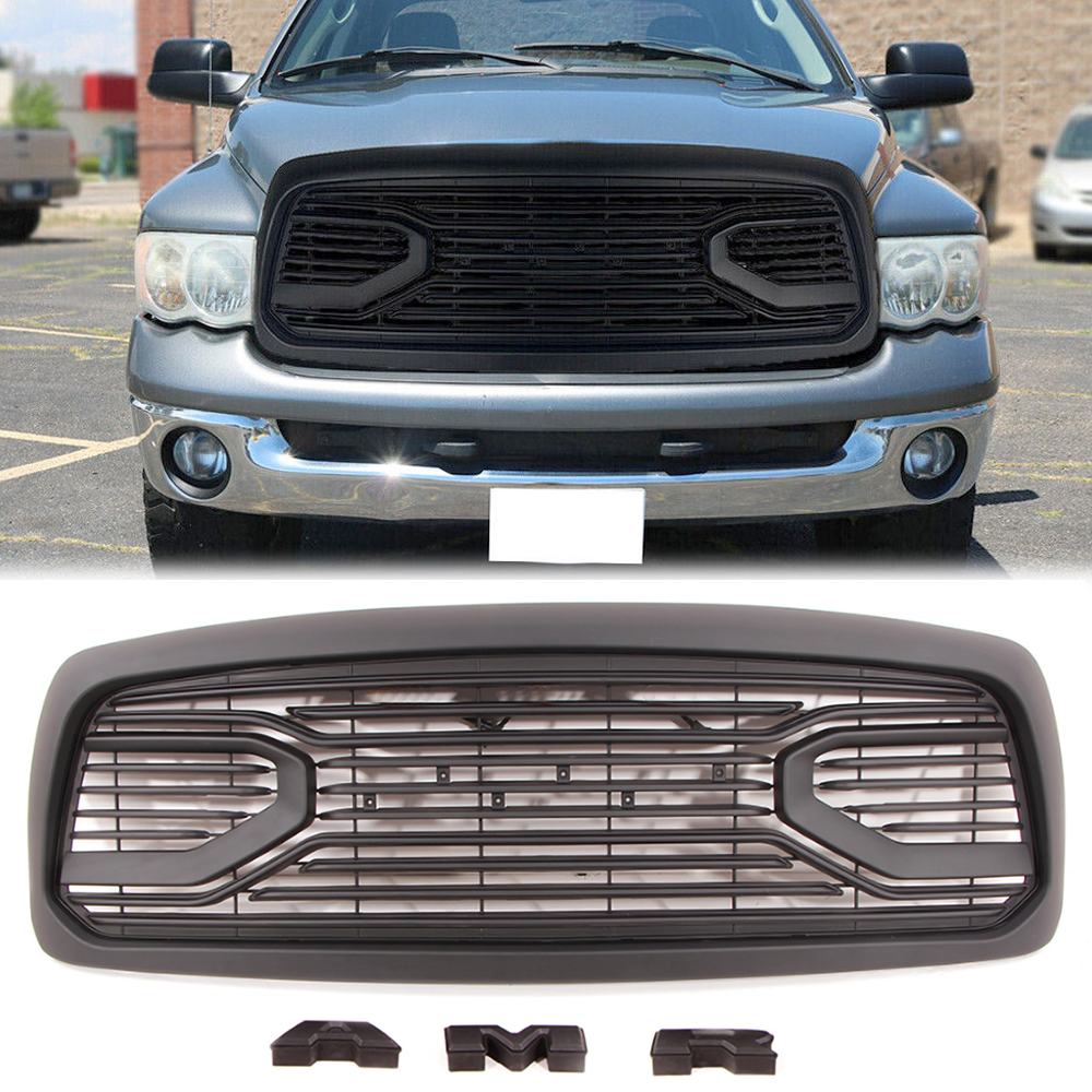 Front Grille for 2002-2005 Dodge Ram 1500 Grill W/Letters Matte Black