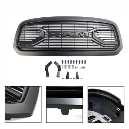 For 2013-2018 Dodge Ram 1500 Grill Big Horn Style Front Grille with Letter Matte Black