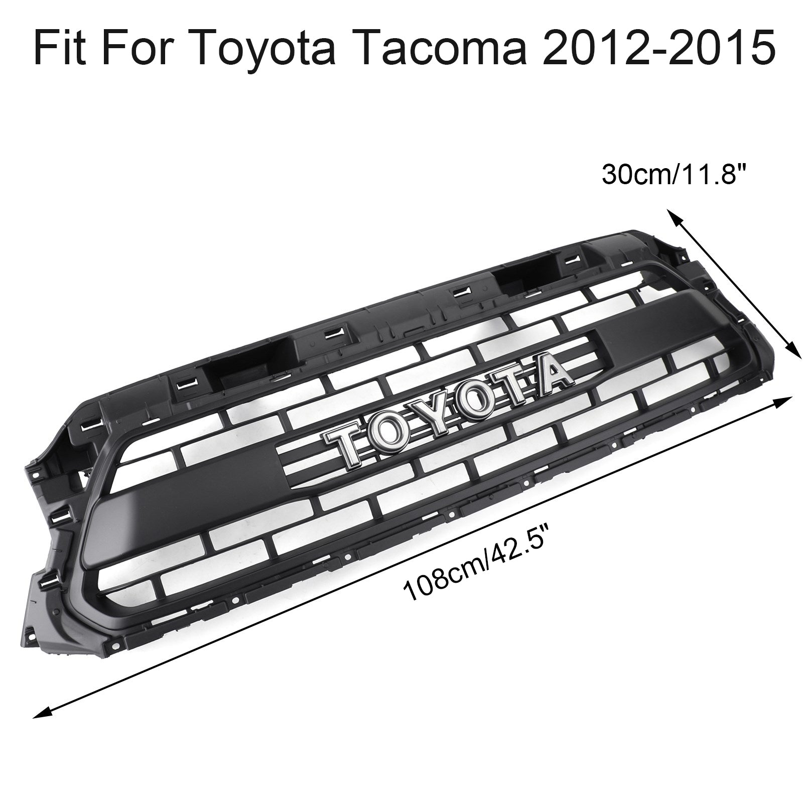 Front Grille For Toyota Tacoma 2012-2015 Grill Mesh with Letter Matte Black