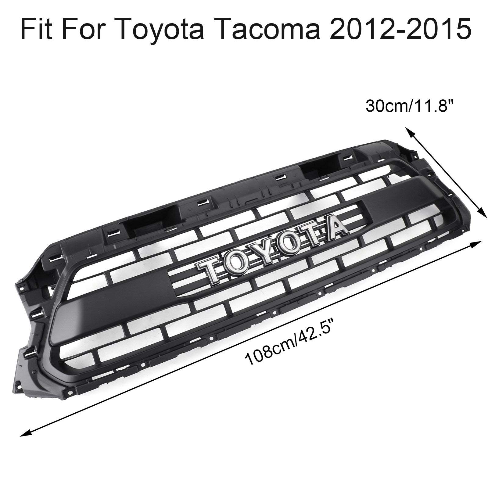 Front Grille For Toyota Tacoma 2012-2015 Grill Mesh with Letter Matte Black