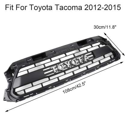 Front Grille For Toyota Tacoma 2012-2015 Grill Mesh with Letter Matte Black