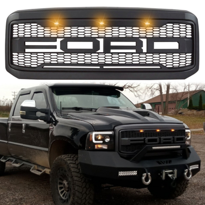 For 2005-2007 Ford Super Duty F250 F350 F450 F550 Grill Raptor Style Grille w/Led Light