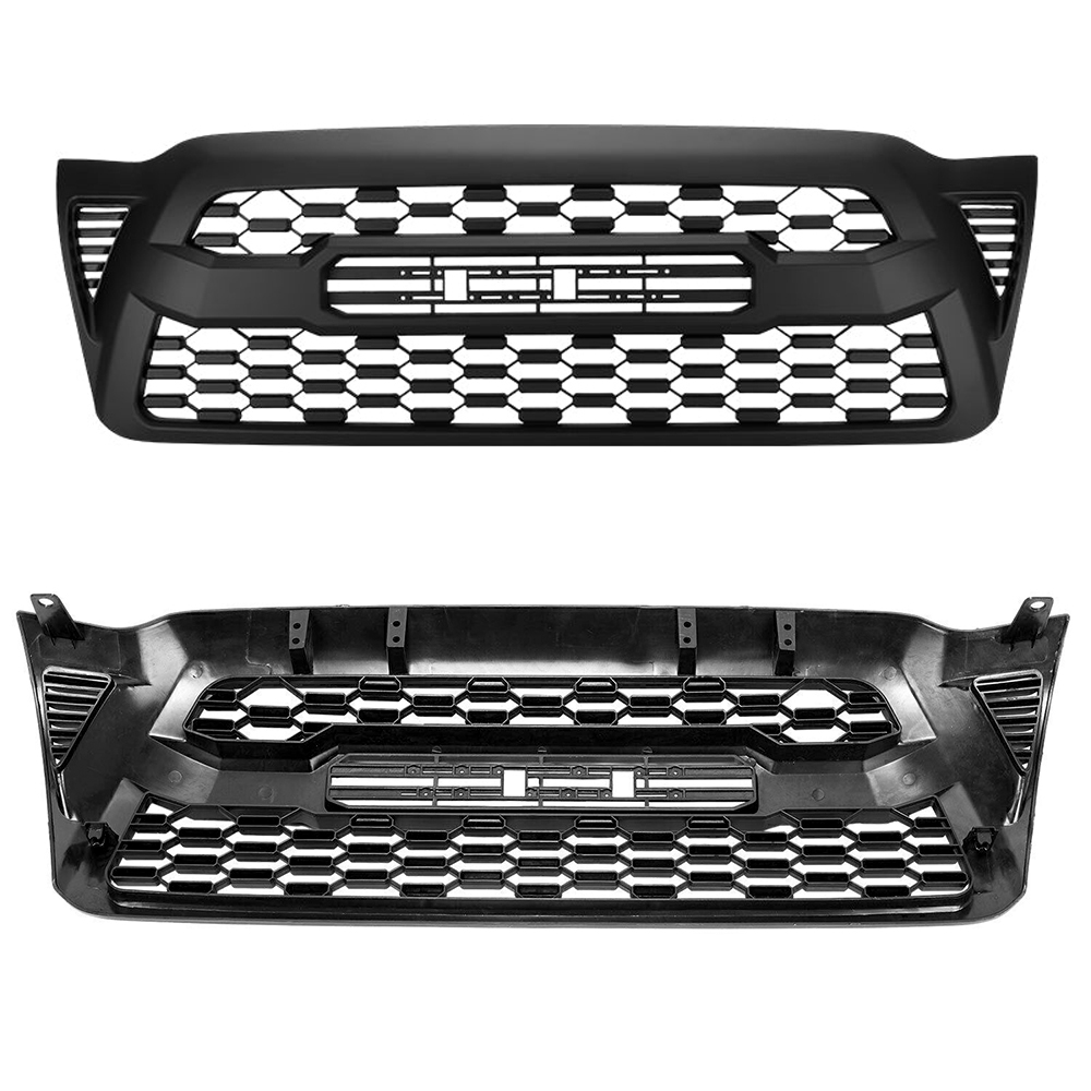 Front Grill For Toyota Tacoma 2005-2011 Bumper Hood Mesh Grille Matte Black W/Letters