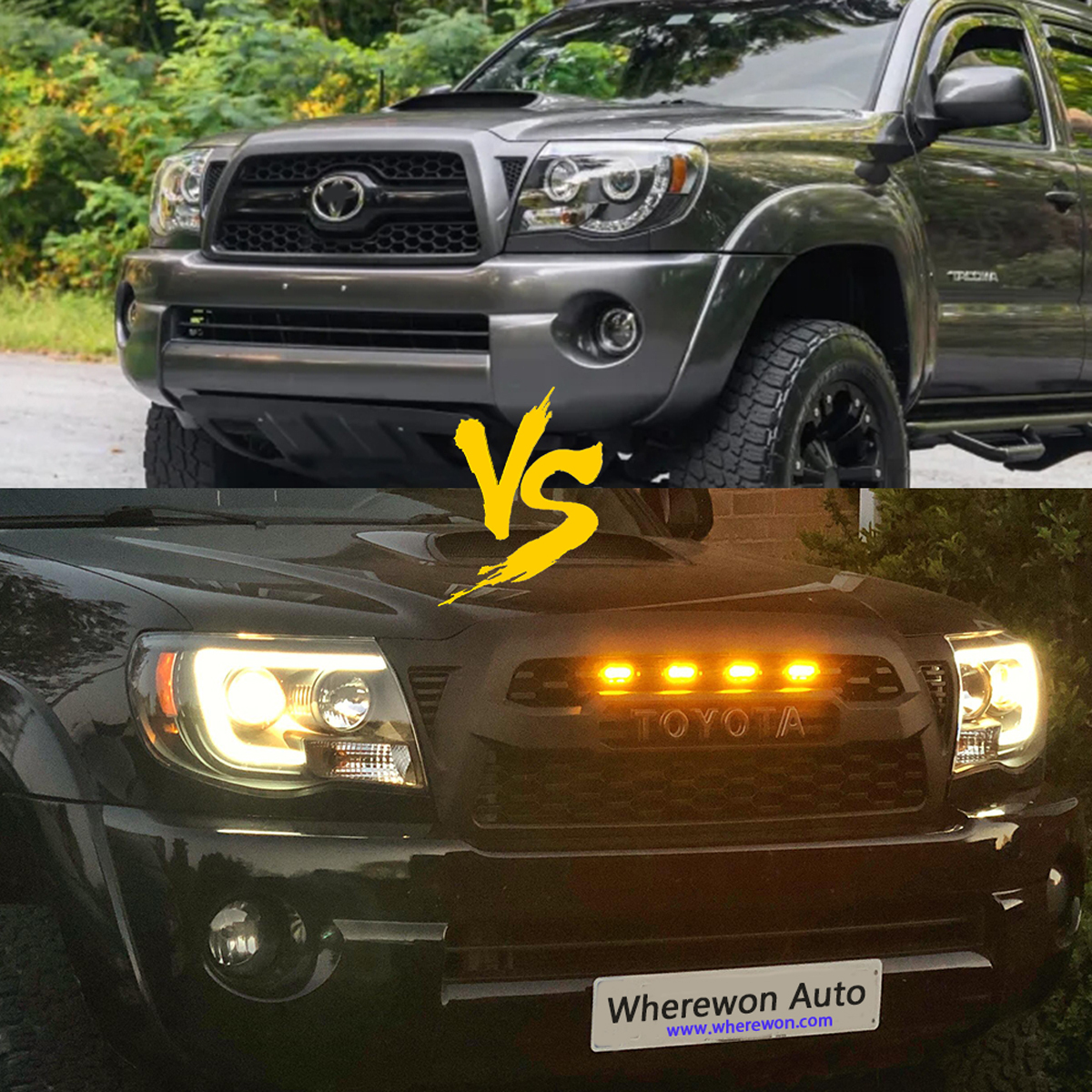 “Black Friday Sale” Matte Black Front Grill For 2005 2006 2007 2008 2009 2010 2011 Toyota Tacoma Upper Grille Mesh With LED Light