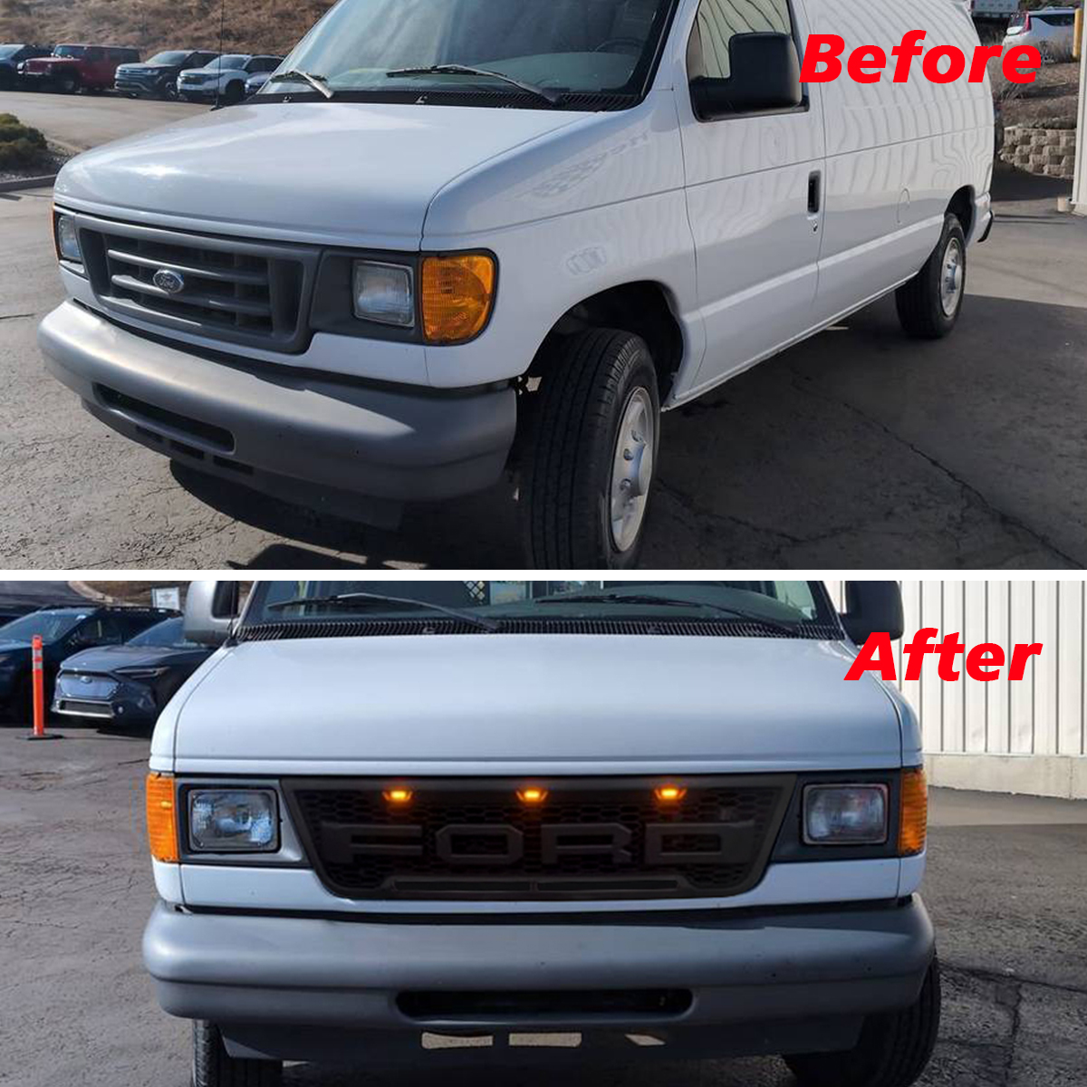 Front Grille For Ford E150 E250 E350 2003-2007 Grill With LED Lights