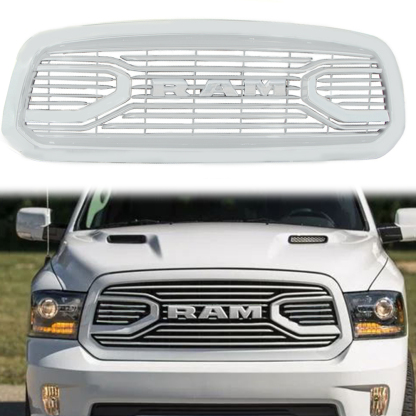 For 2013-2018 Dodge Ram 1500 Front Grill Big Horn Style grille Upgrade Mesh White