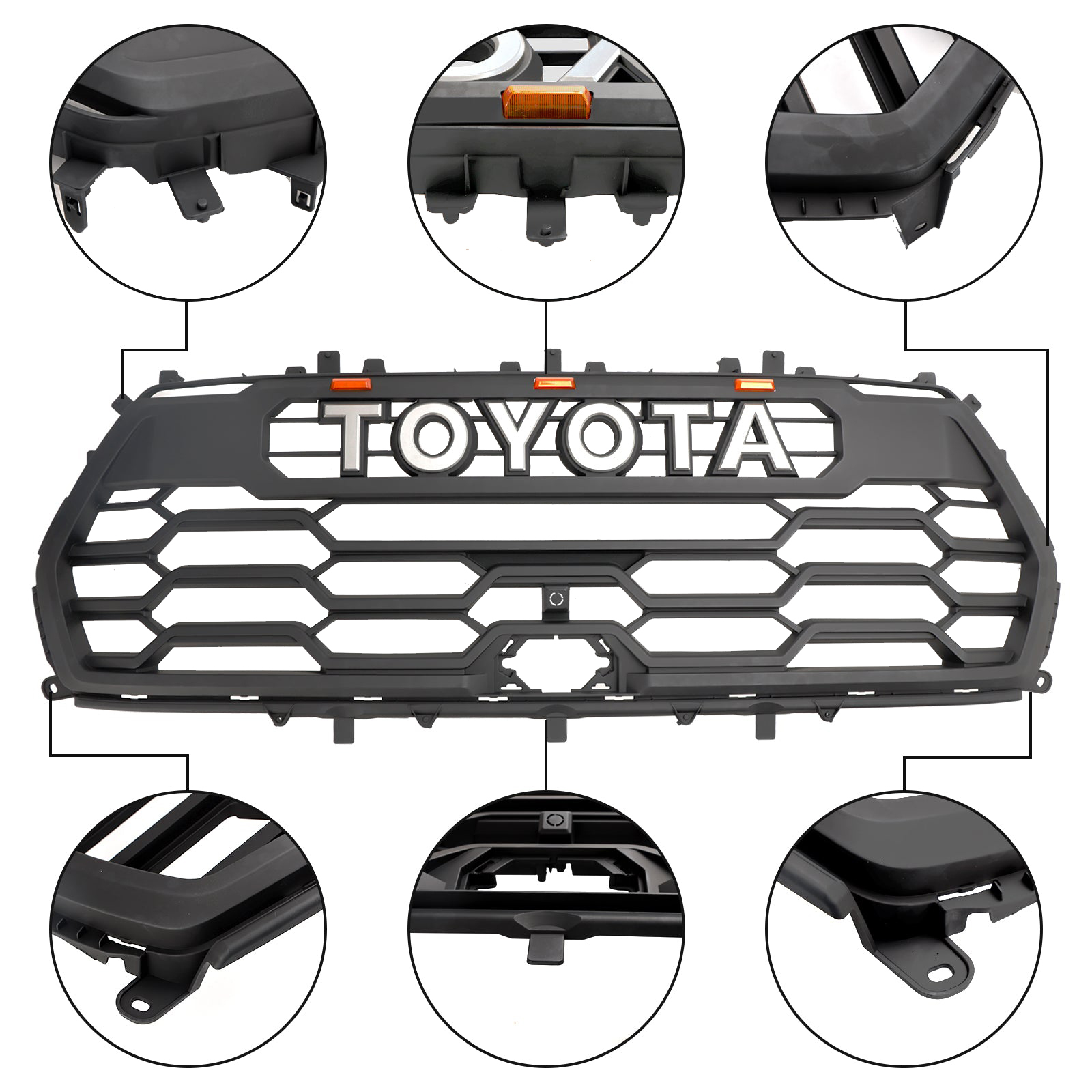 Toyota Sequoia Grill TRD 2022 2023 Front Grille With LED Lights Black