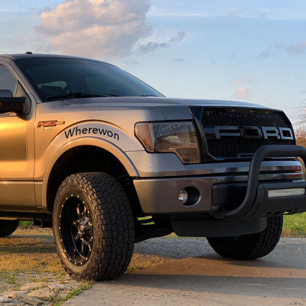 Front Grille For 2009-2014 Ford F150 Raptor Style Grill with Amber LED Light Glossy Black