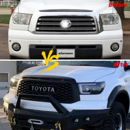 For Toyota Tundra 2007-2009 Grille Front Bumper Grill W/LED Light Matte Black