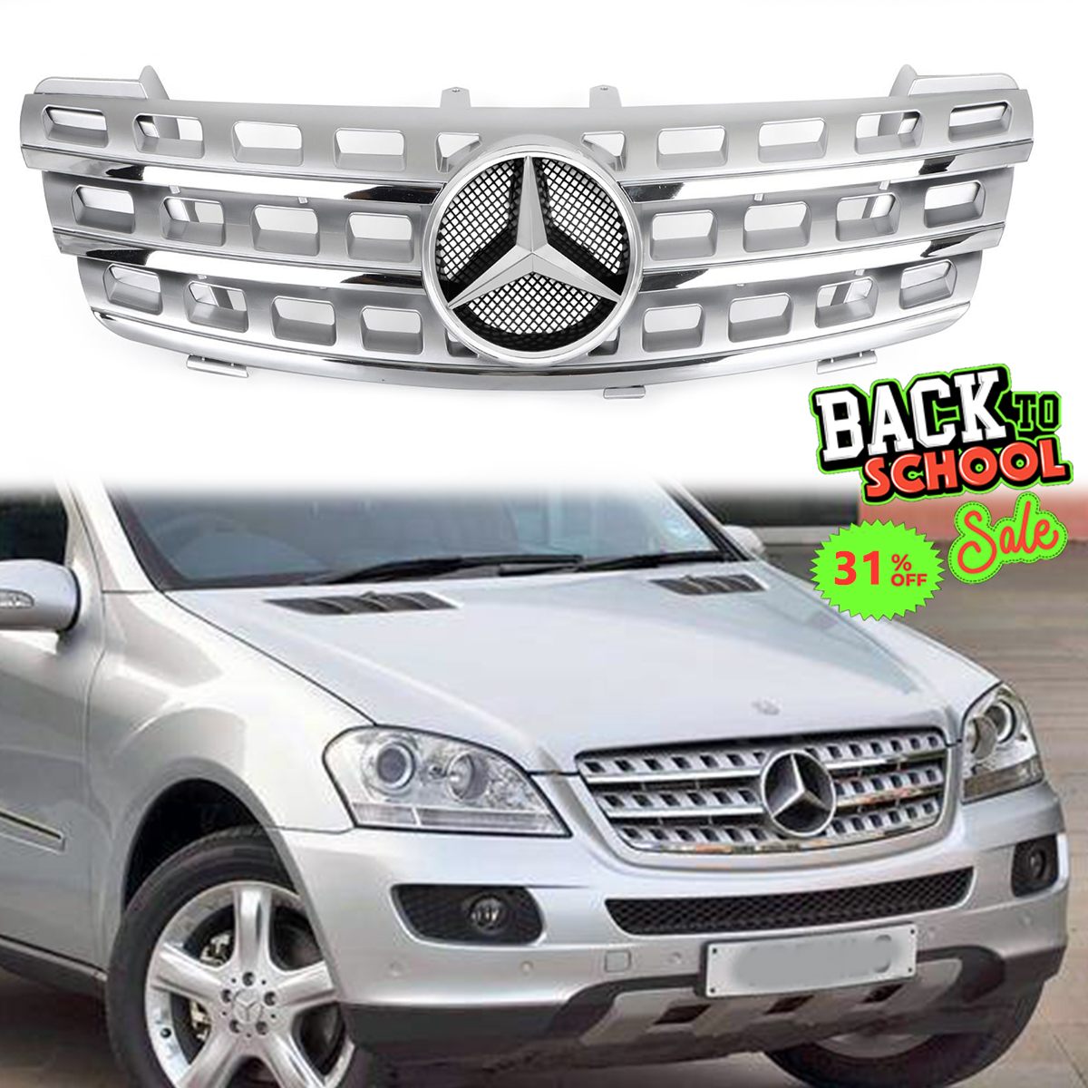 For 2005-2008 Mercedes Benz W164 ML300 ML320 ML350 ML550 Grill Front Grille W/ Emblem