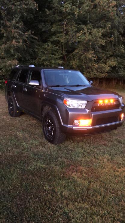 Front Grille For 2010 2011 2012 2013 Toyota 4Runner Grill W/ Lights Matte Black