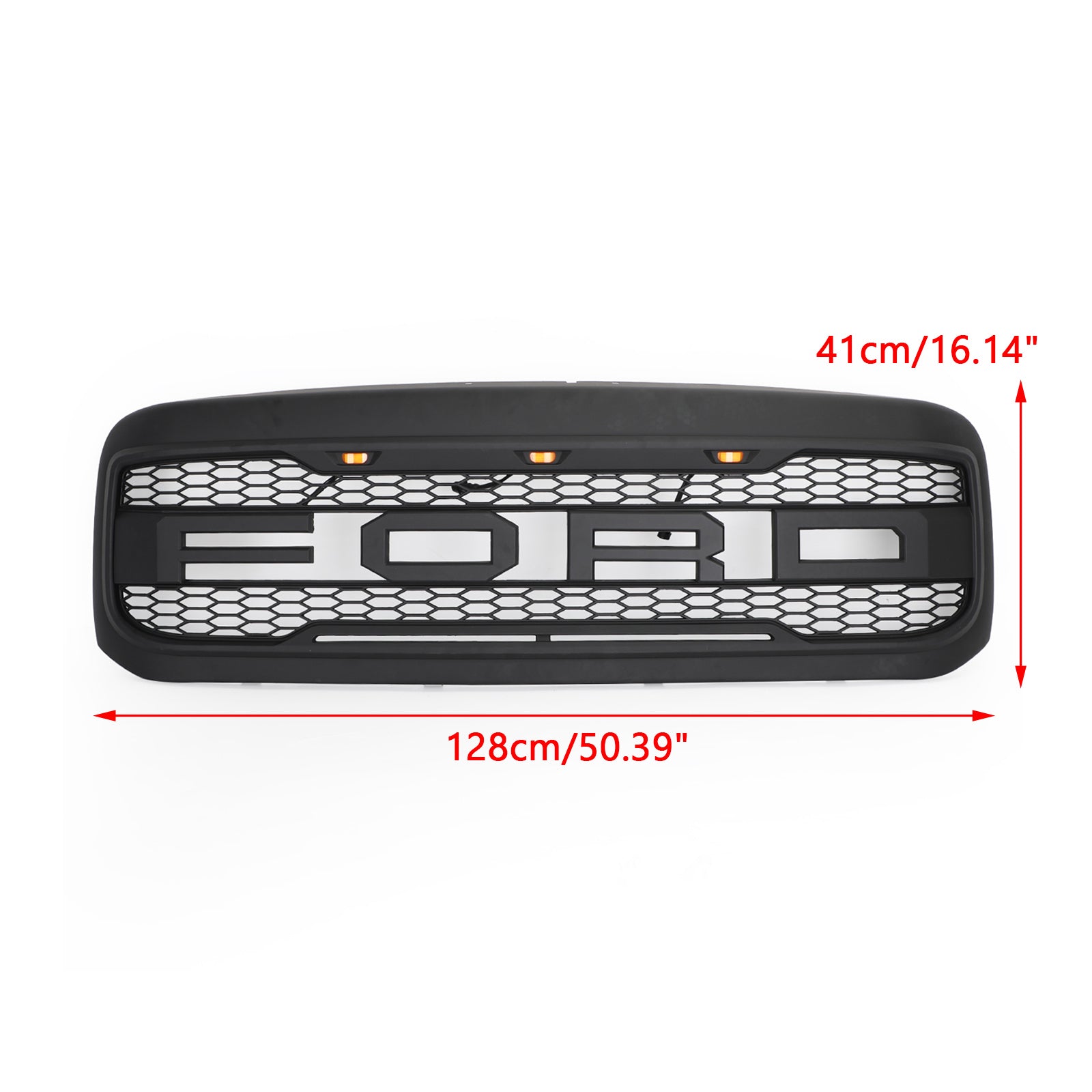 Front Grille For 1999-2004 Ford F250 F350 Super Duty Raptor Style Grill w/ LED Matte Black