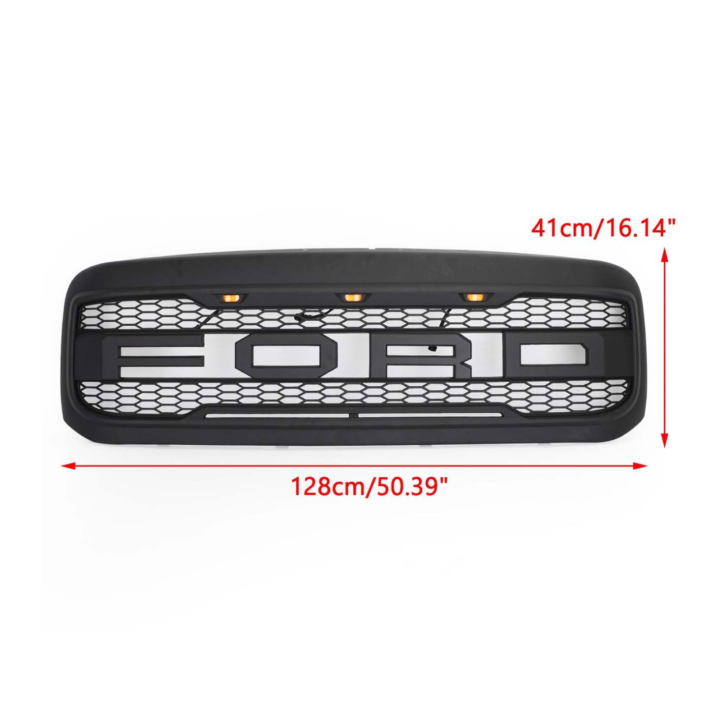 Front Grille For 1999-2004 Ford F250 F350 Super Duty Raptor Style Grill w/ LED Matte Black