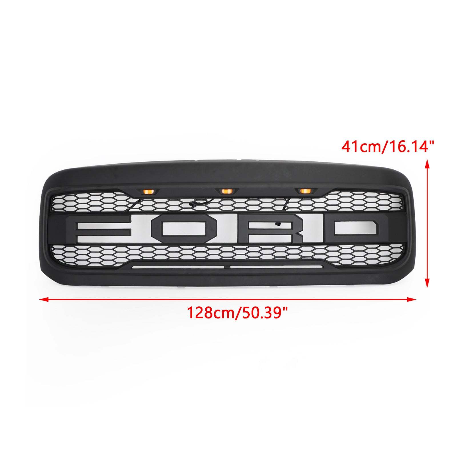 Front Grille For 1999-2004 Ford F250 F350 Super Duty Raptor Style Grill w/ LED Matte Black