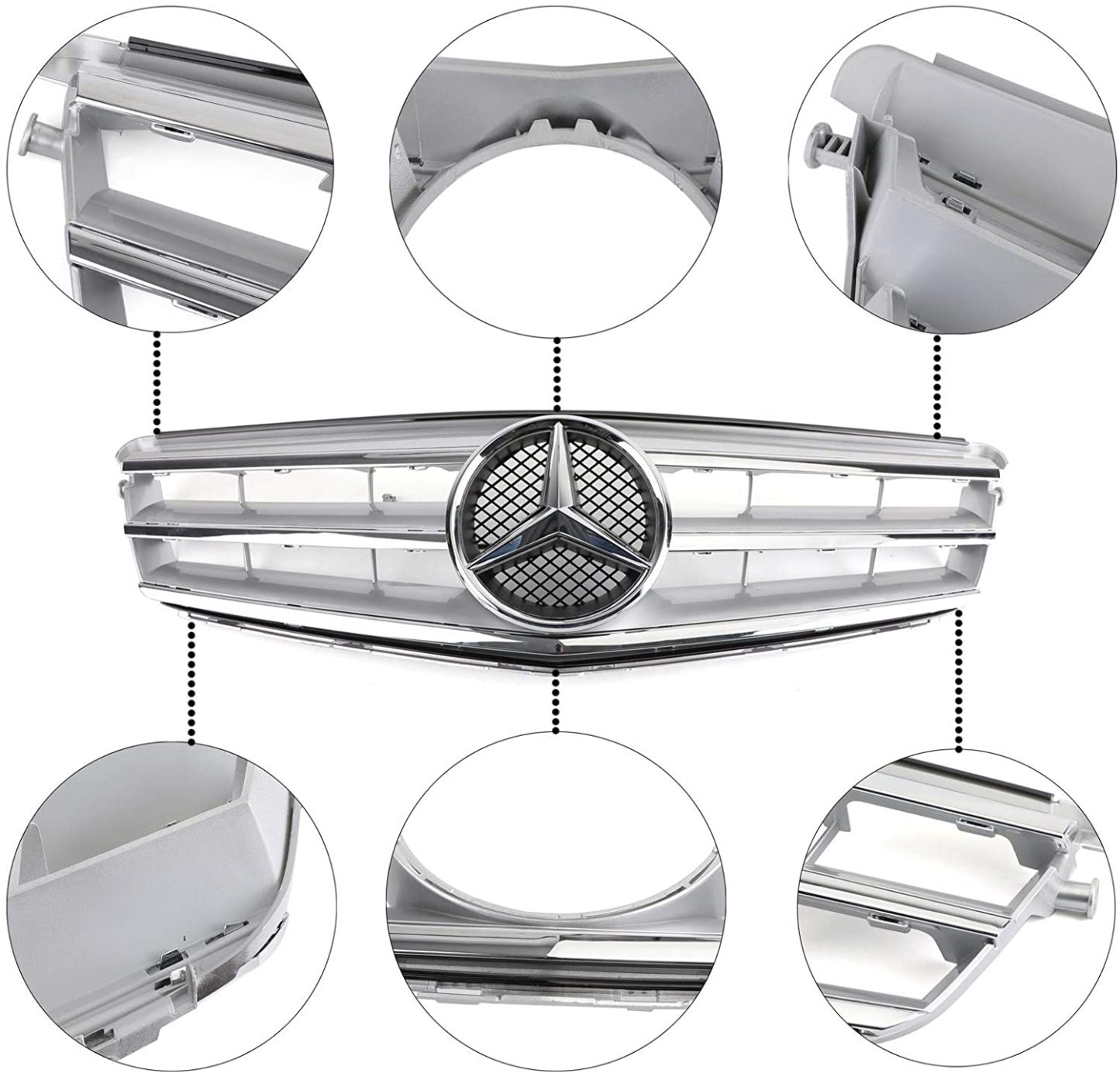 For Mercedes-Benz C Class W204 C250 C300 C350 Front Chrome Grille 2008-2014