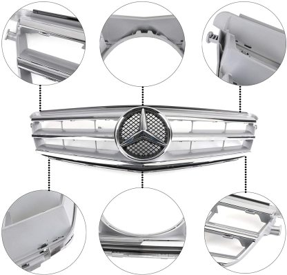 For Mercedes-Benz C Class W204 C250 C300 C350 Front Chrome Grille 2008-2014