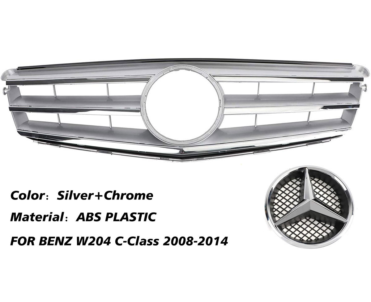 For Mercedes-Benz C Class W204 C250 C300 C350 Front Chrome Grille 2008-2014