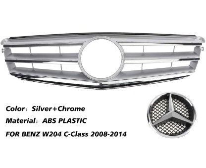 For Mercedes-Benz C Class W204 C250 C300 C350 Front Chrome Grille 2008-2014