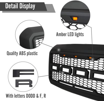 For 2011-2016 Ford F250 F350 F450 F550 Super Duty Grill Raptor Style Front Grille Matte Black