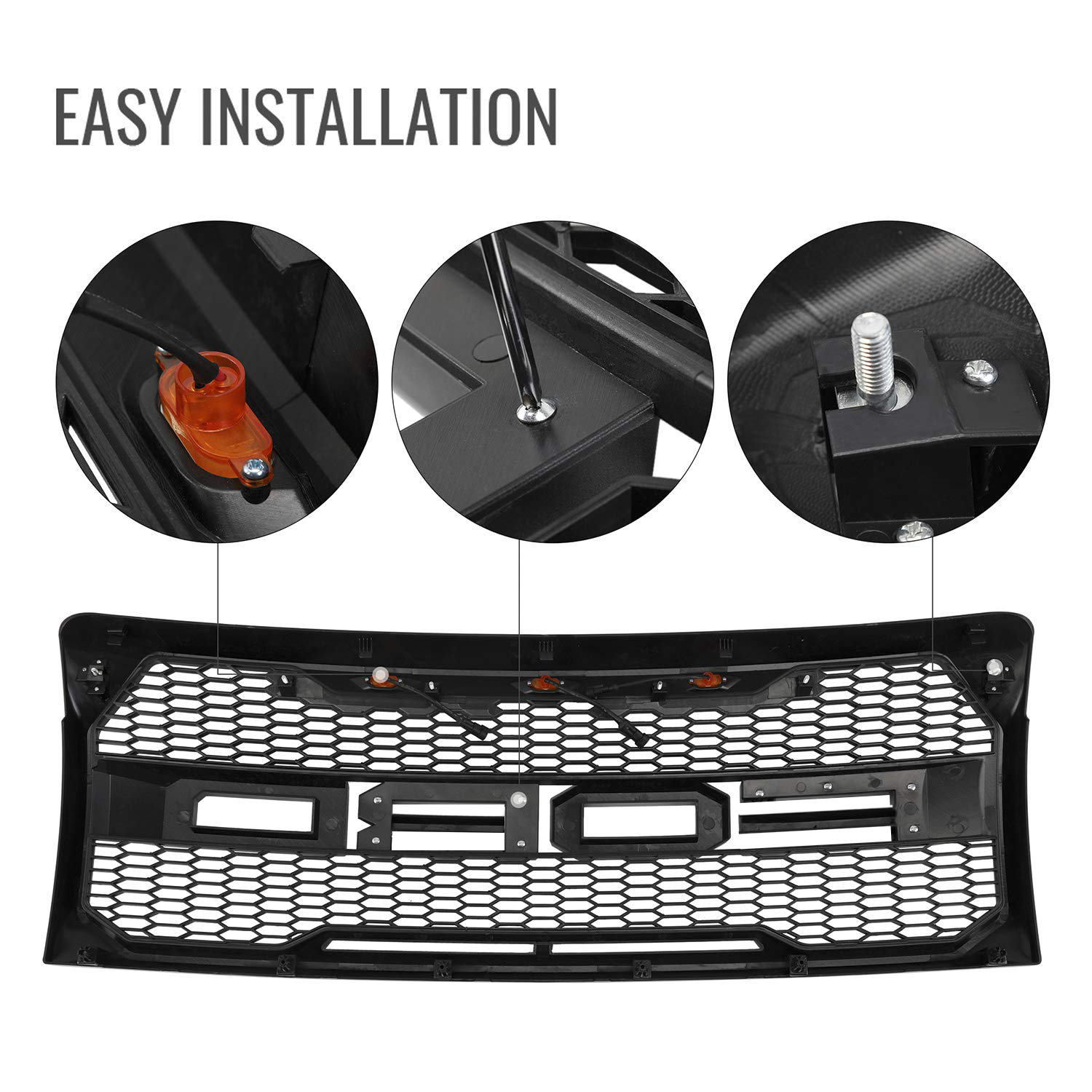 For 2009-2014 Ford F150 F-150 Front Bumper Grille Hood Grill Raptor Style Black