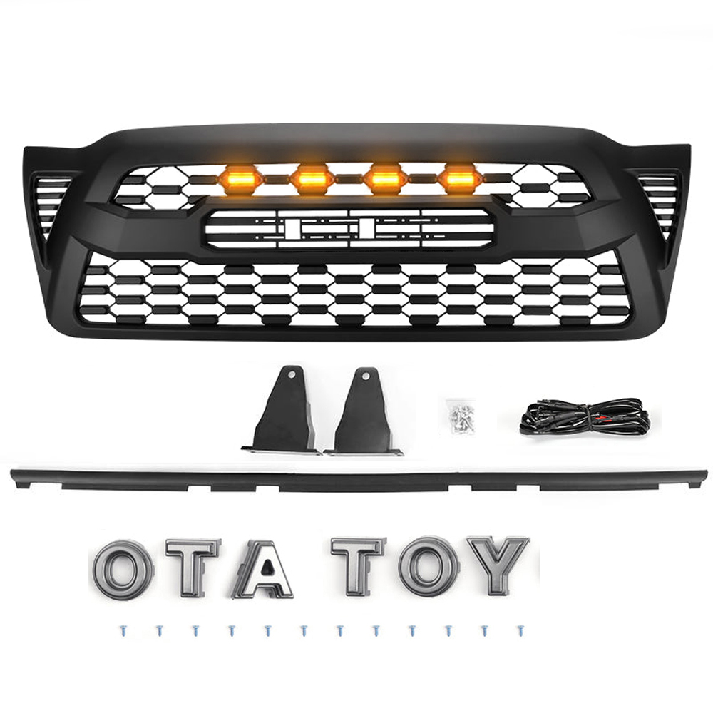 For Toyota Tacoma 2005-2011 Front Grill Grille Matte Mesh Black With Letters
