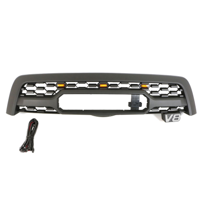 For Toyota Sequoia 2005-2007 Grill Matte Black Front Grill W/ LED Lights