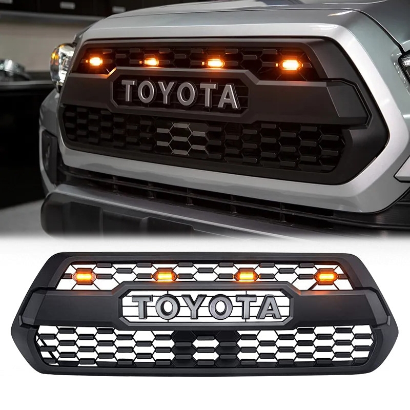 For 2016-2022 Tacoma TRD Pro Front Grille Bumper Hood Matte Black Grill W/Letter