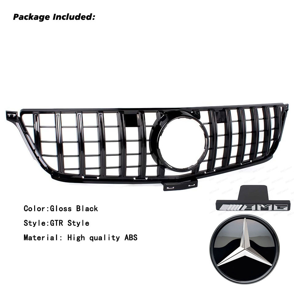 GT Style Front Grille Gloss Black For Mercedes Benz W166 2012-2015 ML350 ML400 ML550 ML63AMG