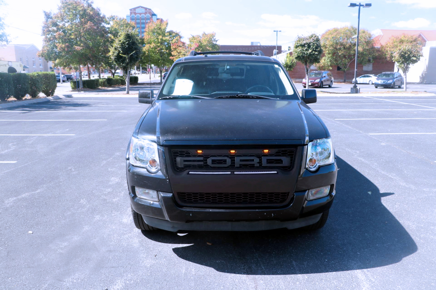 For Ford Explorer 2006-2010 Grill Matte Black Front Grille with Light Bar & Letters 