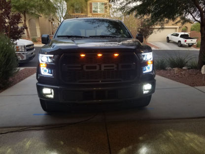 Raptor Style Grill For 2015 2016 2017 FORD F150 Front Grille W/LED Matte Black