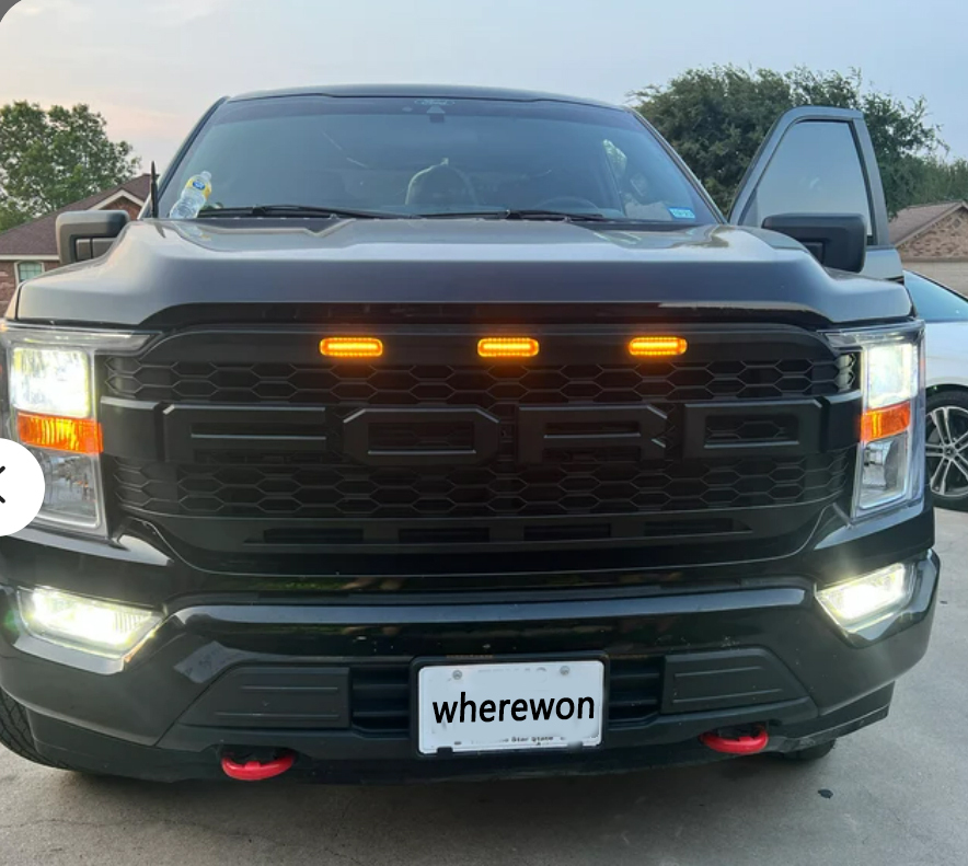 Front Grill For 2021 2022 2023 Ford F150 Bumper Grille Raptor Style W/LED Light