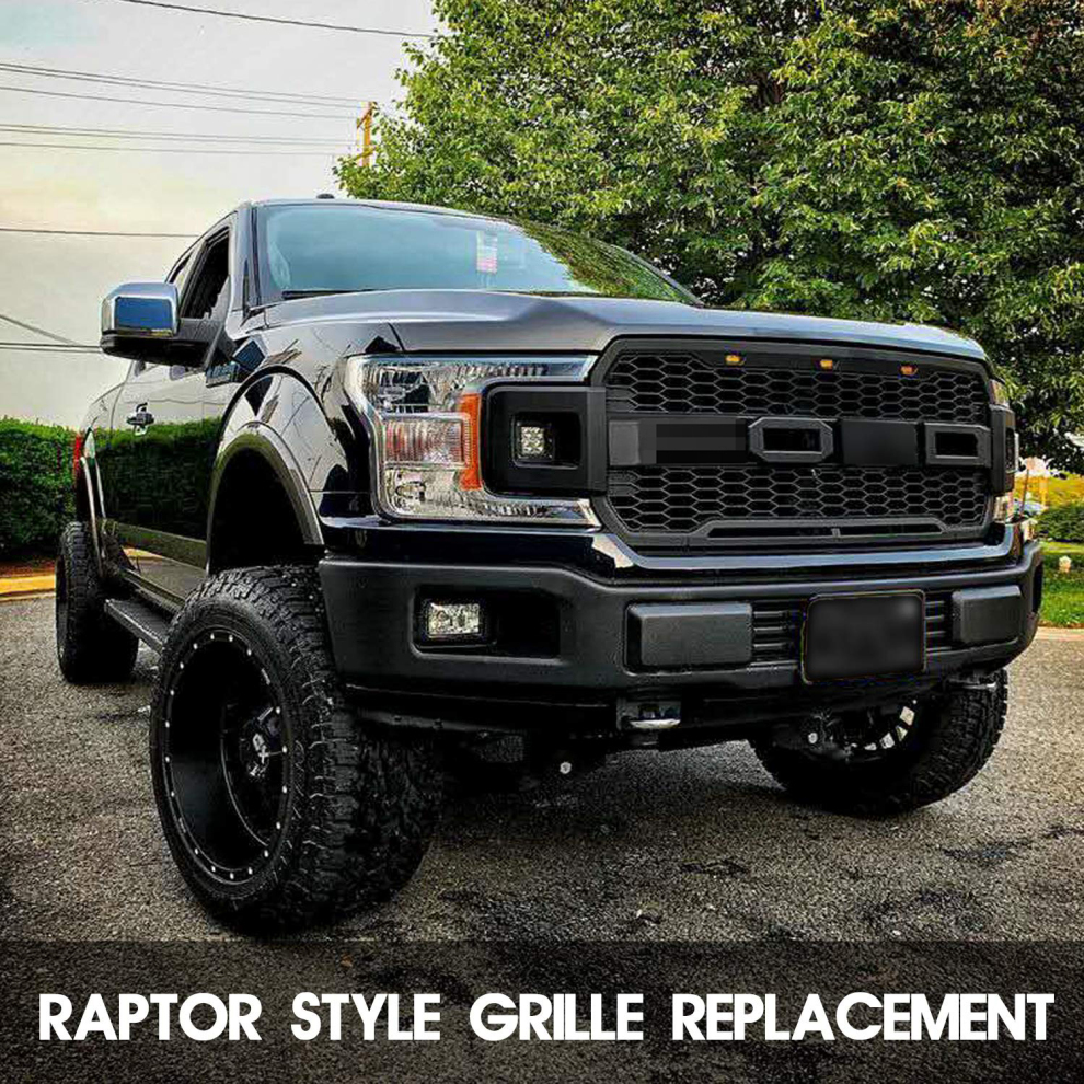 For 2018 2019 2020 Ford F150 Grill Raptor Style Front Grille W/ Lights