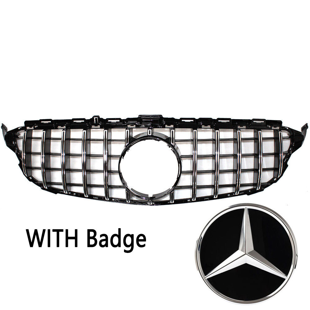 For Mercedes Benz W205 C-Class 2015-2018 Grill GT R Style Front Grille with Star 