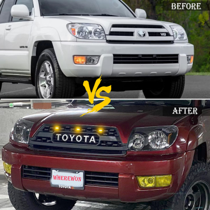 Black Front Grille For Toyota 4Runner 2003-2005 Grill w/Light w/Letter