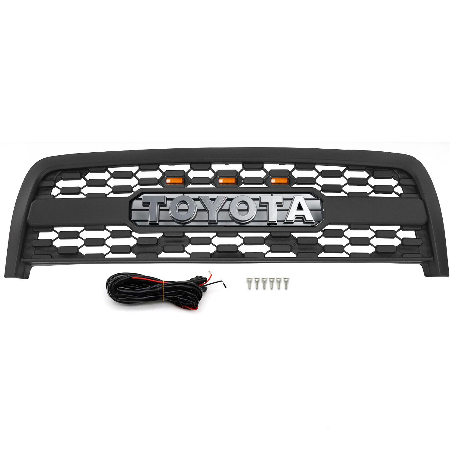 For 2003-2006 Toyota Tundra Front Grille Grill Mesh with LED Light Matte Black 