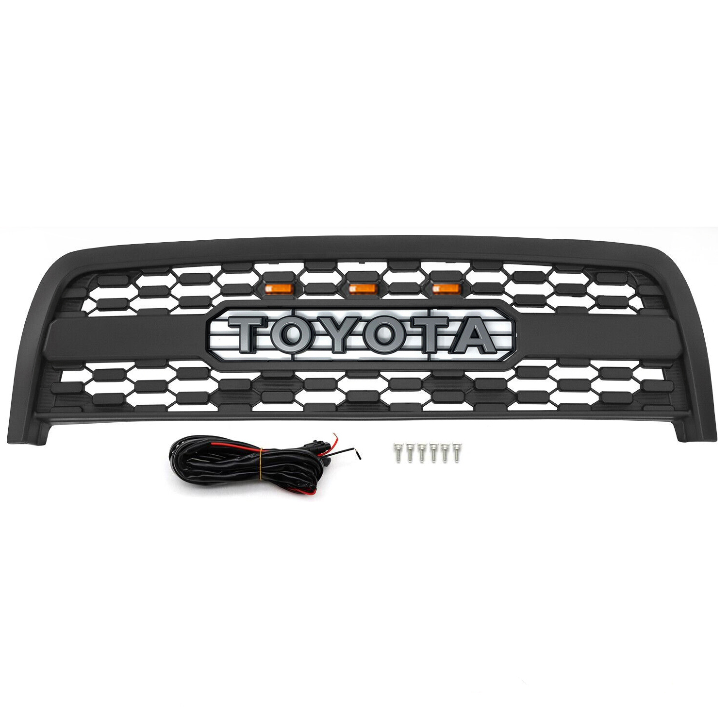 For 2003-2006 Toyota Tundra Front Grille Matte Black Grill w/LED Light