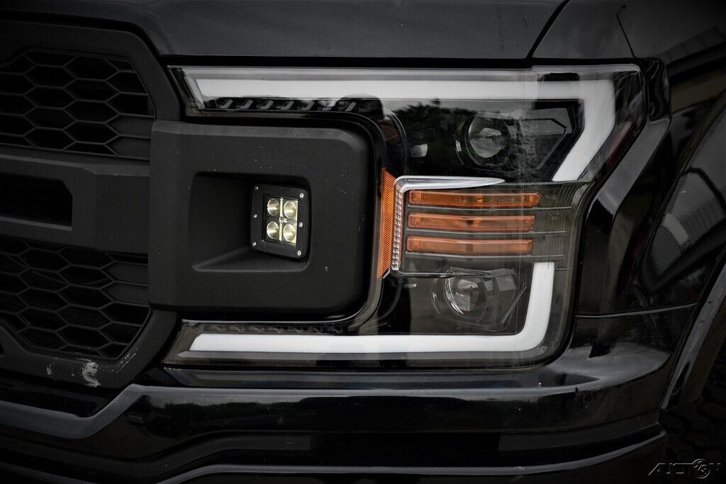 thumbnail image 2 of 2018-2020 Ford F150 Raptor Style Front Grille - Matte Black Mesh With Side Lights & Letters 2 of 6