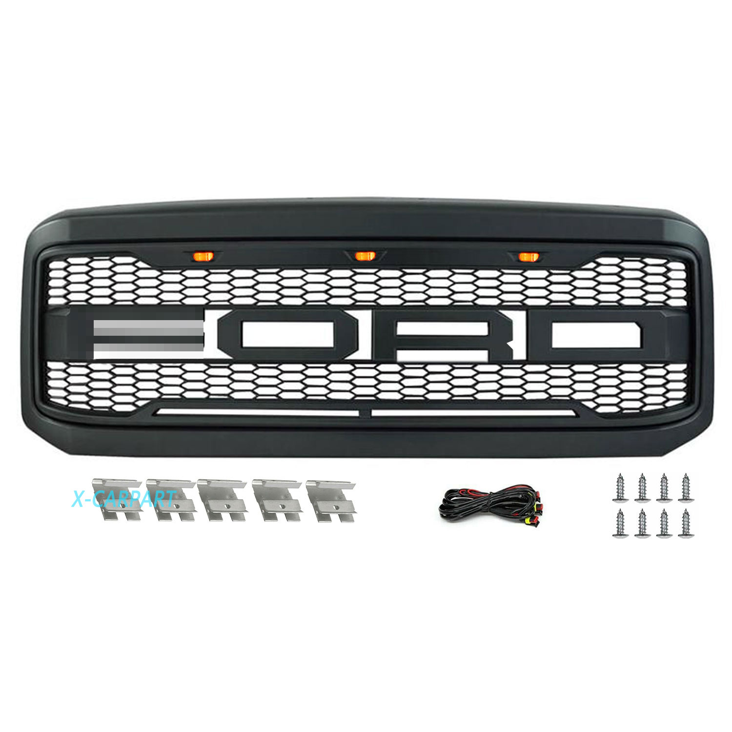 For 2005-2007 Ford Super Duty F250 F350 F450 F550 Grill Raptor Style Grille w/Led Light