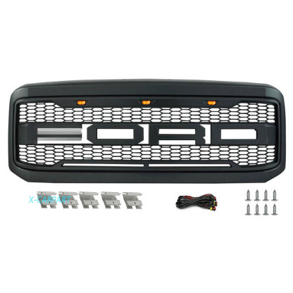 For 2005-2007 F250 F350 Ford Super Duty Front Bumper Raptor Style Grille Grill W/Letter