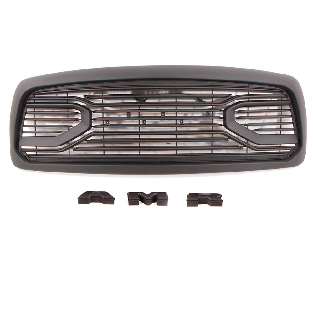 Front Grille For 2002-2005 Dodge RAM 1500 Big Horn Style Grill w/ Letters Matte Black