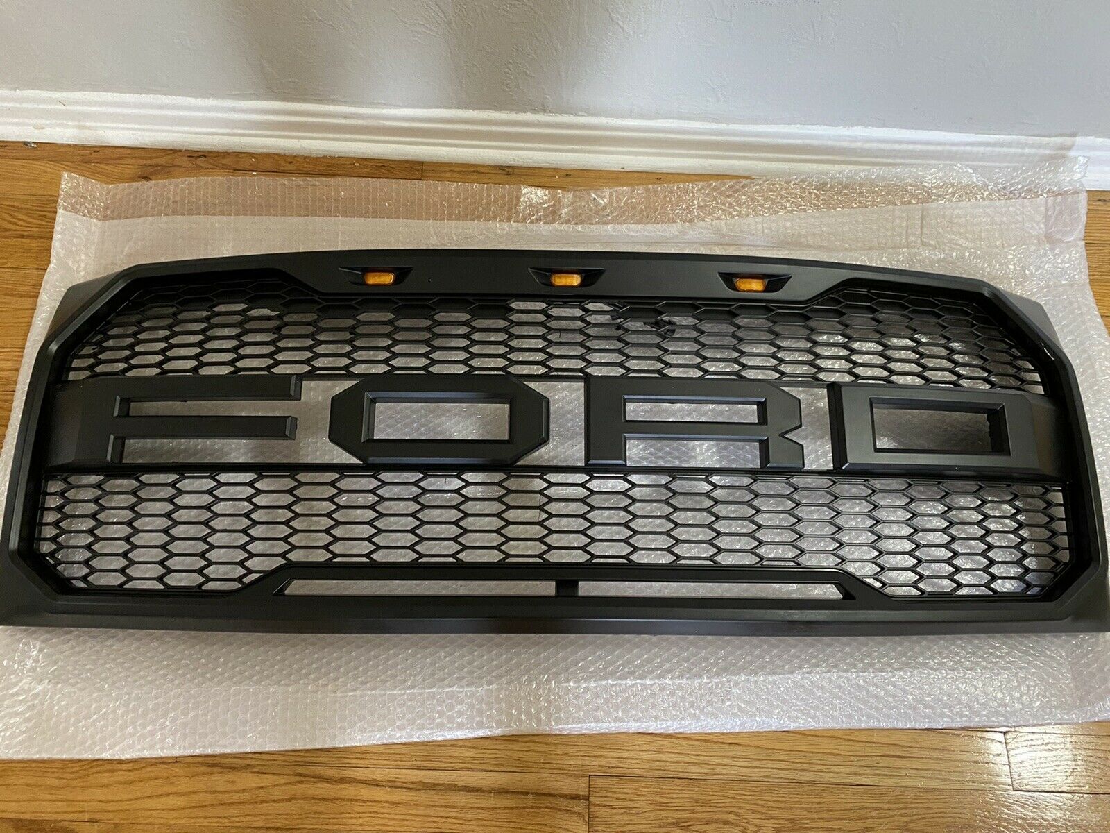 For 2009-2014 Ford F150 Raptor Style Front Bumper Grille Hood Grill Matte Black