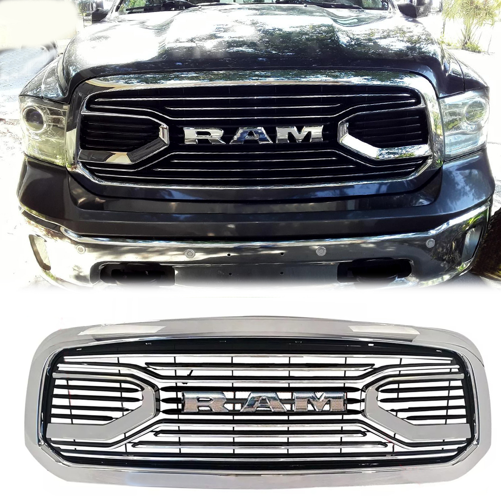 Chrome Front Grille For 2013-2018 Dodge Ram 1500 Big Horn Style Grill with Letter