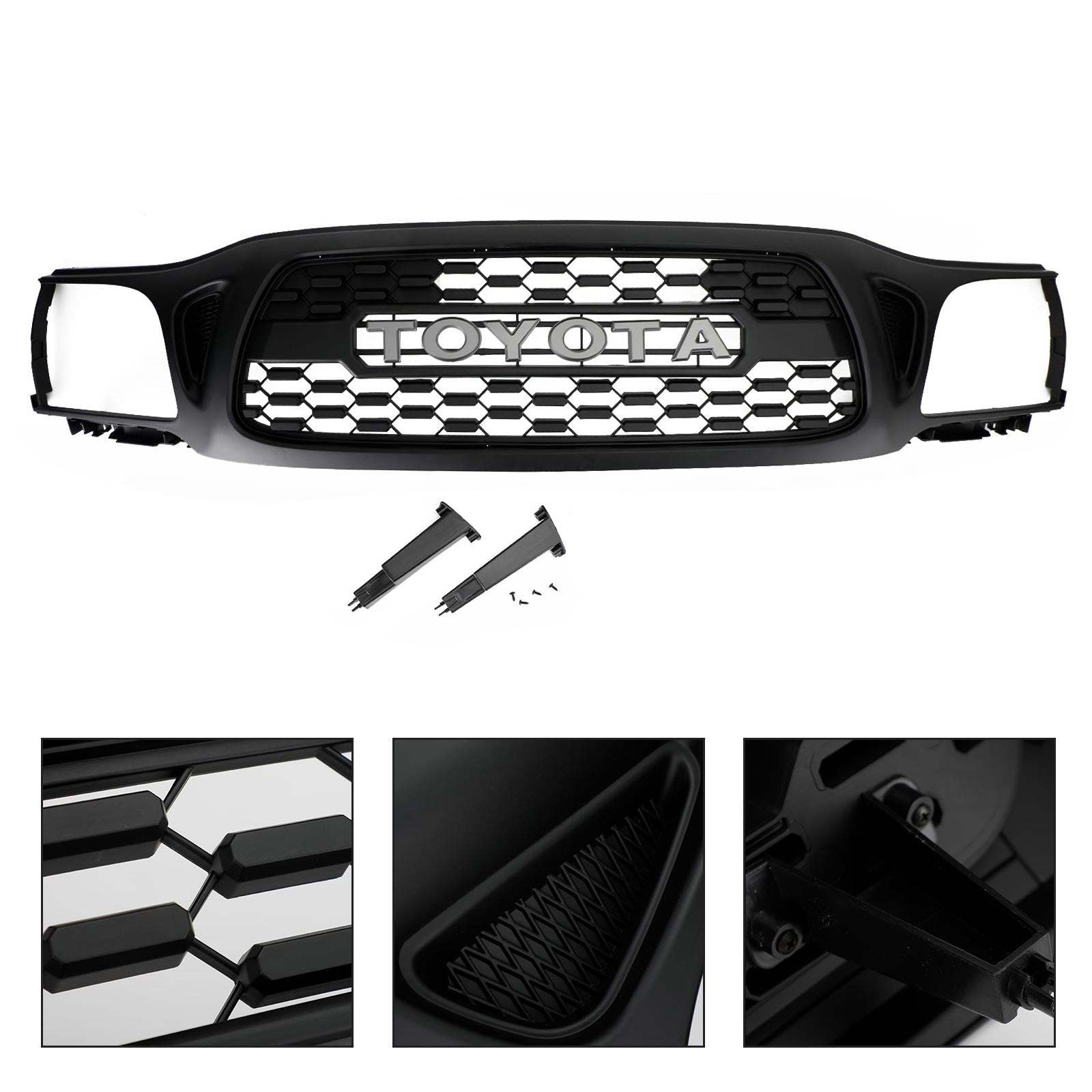 Front Grille For Tacoma 2001-2004 Grill Bumper Mesh w/Letter Matte Black