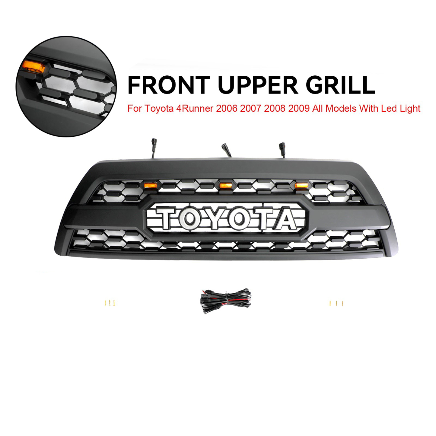 For 2006-2009 Toyota 4Runner TRD Style Grill Front Grille Matte Black W/ Letters